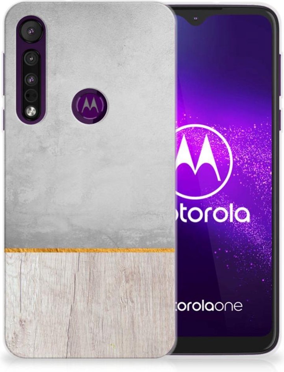 Motorola One Macro Bumper Hoesje Wood Concrete