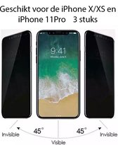 iPhone X-XS-11 Pro privacy screen protector - iPhone X privacy glass - Apple iPhone XS privacy glass - iPhone 11 pro privacy glass - iPhone privacy screen protector| 3 stuks |