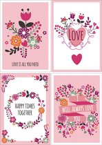 Valentijnskaarten - Set van 8 x Valentijnskaart - Valentijn en Liefde