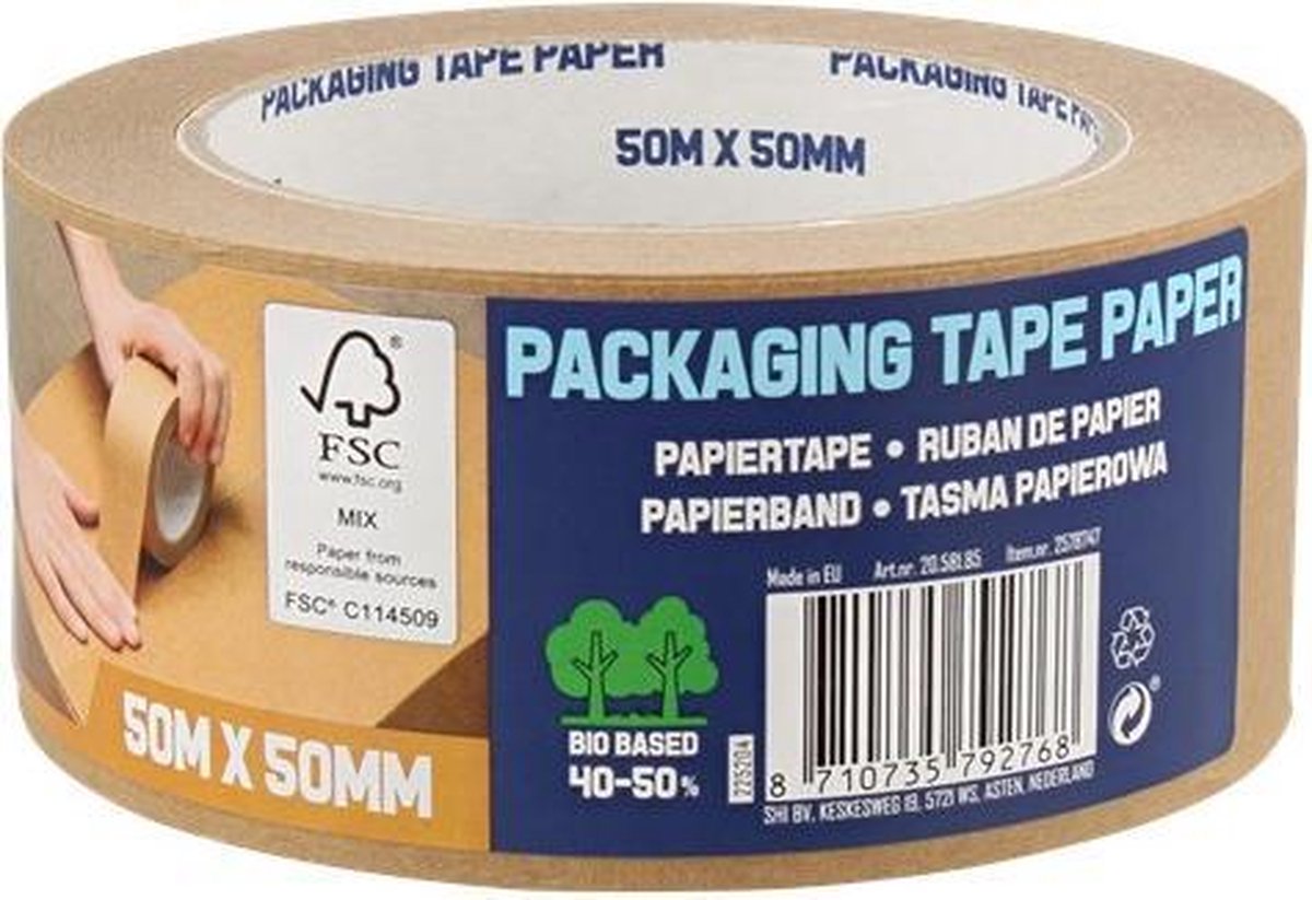 Ruban adhésif d'emballage PAPER ecoLogo, 50mm x 50m