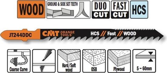 CMT JT244DDC-5 decoupeerzaag HCS 75 x 100 mm. 6tpi (hard/zacht hout, OSB, multiplex)