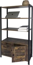 Wandkast boekenkast Stoer - industrieel vintage design - 120 cm hoog