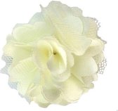 Alligatorknip, haarknip, haarspeld met satijn/organza bloem (ca. 4cm) meisje, peuter, feest, kerst, verjaardag offwhite - gratis verzending