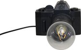 Camera Lamp Zwarte Tafellamp - Housevitamin - 15 x 11 cm Polyresin - Zwart - Cameralamp