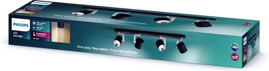 Philips Byrl Opbouwspot - LED - SceneSwitch - Zwart - 4 x 4.3W - 1600 lumen