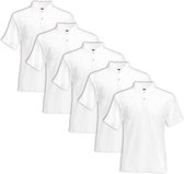 Fruit of the Loom poloshirt heren maat L 5 st (wit)