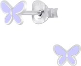 Joy|S - Zilveren petit vlinder oorbellen paars 6 mm
