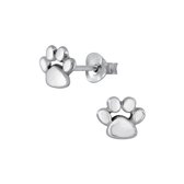 Joy|S - Zilveren kat hond dieren poot oorbellen 7 x 6 mm