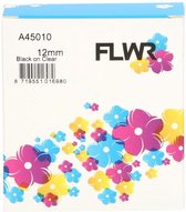 FLWR - Printetiket / 45010 / Zwart op Transparant - geschikt voor Dymo