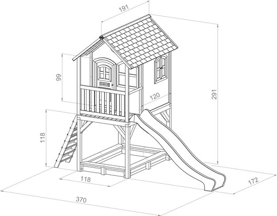 AXI Sarah Speelhuis in Bruin/Wit - Met Verdieping, Zandbak en Witte Glijbaan - Speelhuisje voor de tuin / buiten - FSC hout - Speeltoestel voor kinderen