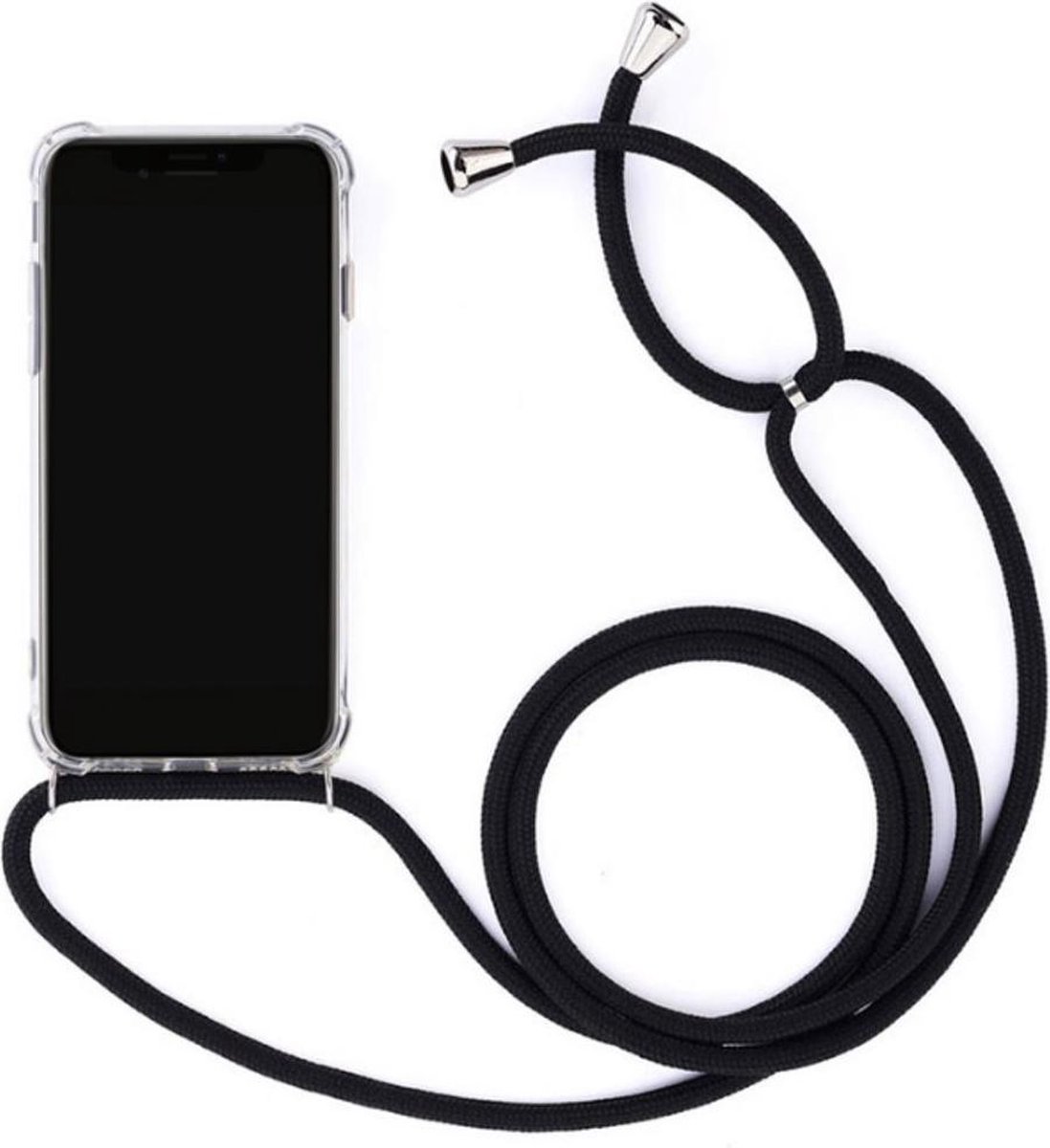 Transparant Backcover Hoesje Case iPhone XR met zwart koord