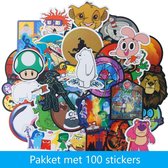 Mix met 100 stickers met cartoons, games, stripfiguren, sprookjes etc.