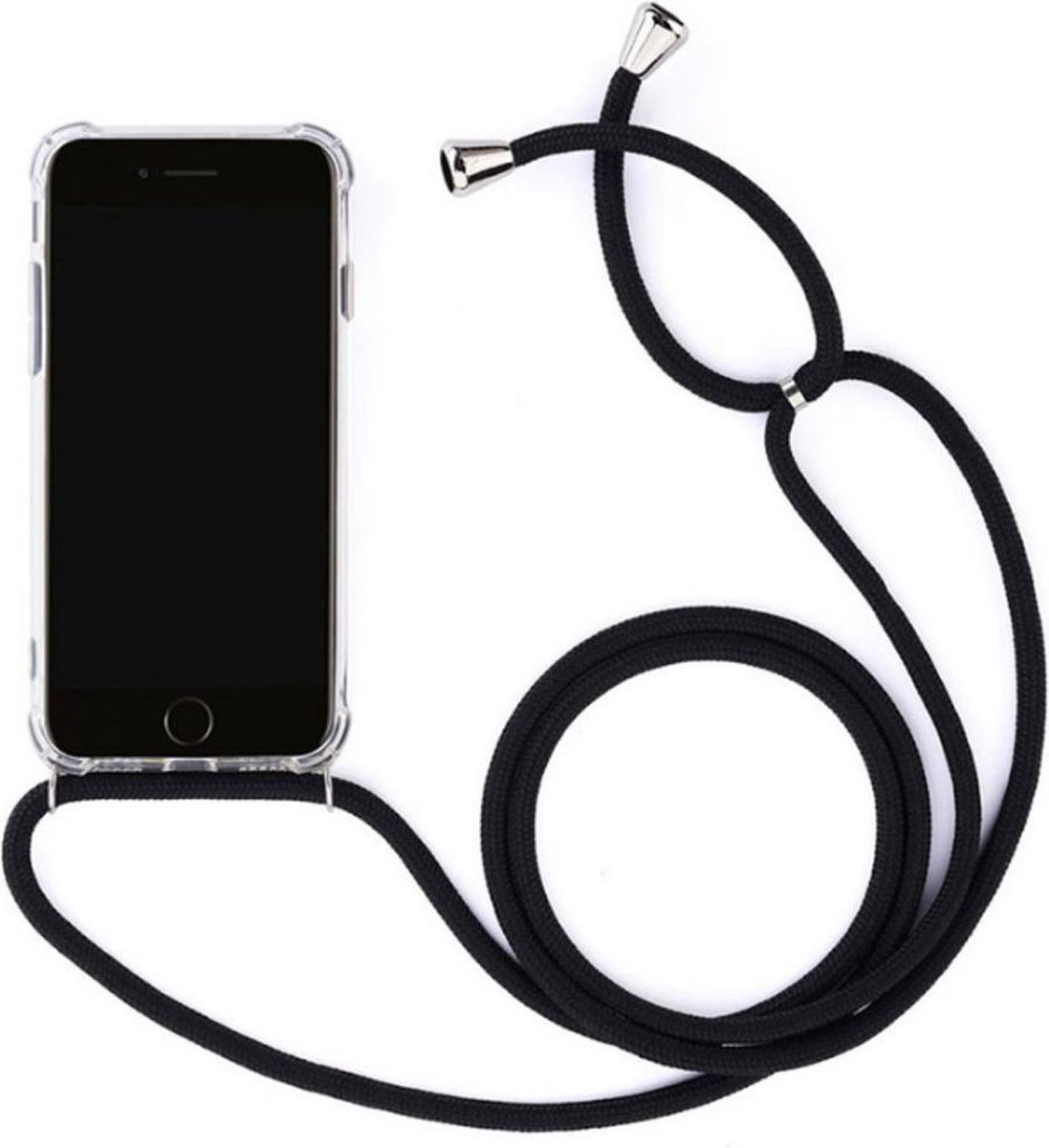 Transparant Backcover Hoesje Case iPhone 7 Plus / 8 Plus met zwart koord - Merkloos