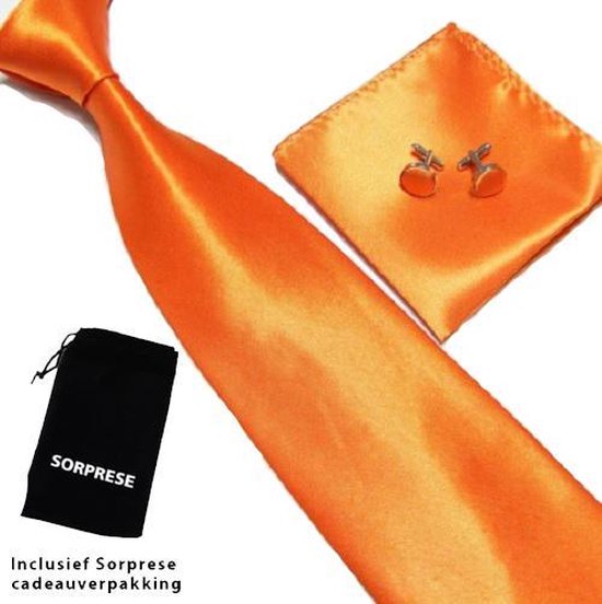 Ensemble de Luxe cravate avec pochette et boutons de manchette - Oranje -  Sorprese -... | bol.com