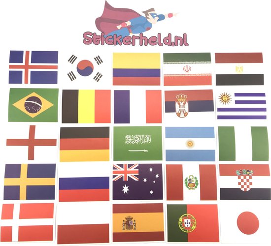 25 verschillende vlaggen stickers | landen stickers | 7.5x5.5cm | | bol.com
