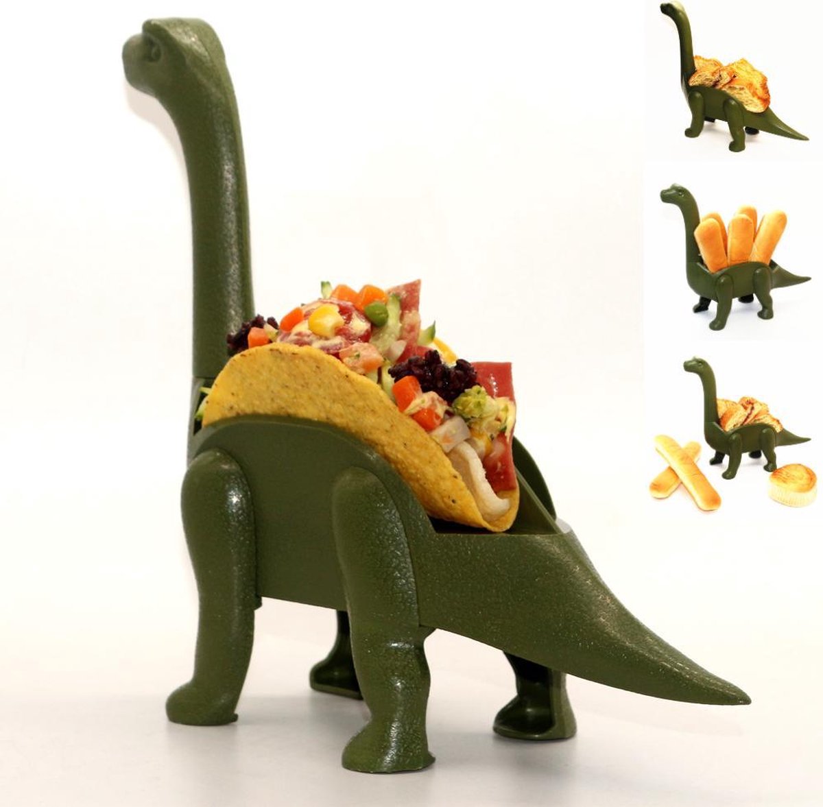 Dinosaurus Taco Houder - Tortilla Houder - Taco's Maken - Cadeautje - Kliksysteem - Groen