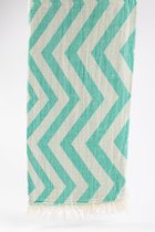 uit Turkije By Aquatolia Hamamdoek Misis met Witte Zigzag - 100% Zacht Katoen - Strandlaken - Handdoek -  - 100cm x 180cm - Originele hamamdoek uit Turkije