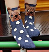 Gestippelde hondensokken blauw  - Cartoon Style - Hond - Unisex Sokken - Maat 36-41