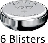 6 Stuks (6 Blisters a 1 st) Varta Knoopcel Batterij SR626 SW/SR66 SW/V377 Single-use Zilver-oxide