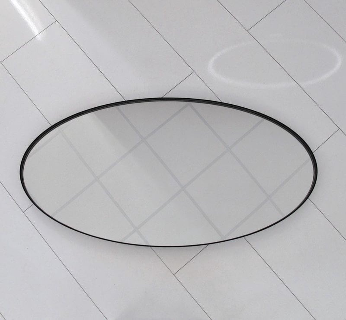 Ovalen badkamerspiegel met mat zwart frame 100x60 cm