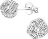 Joy|S - Zilveren knoop oorbellen 7 mm mesh tennis knoop classic