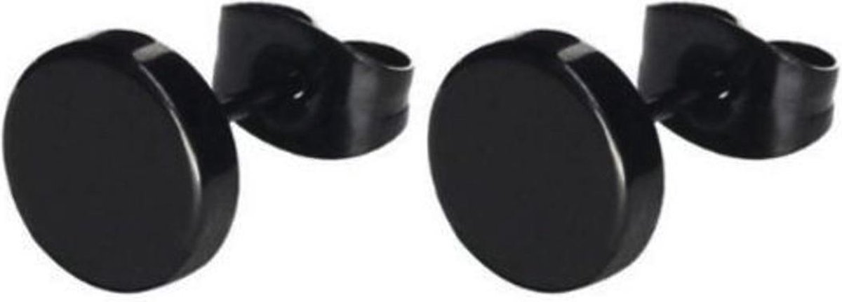 Oorbellen Dichte cirkel - minimalistisch - Unisex - zwart - 6mm - studs