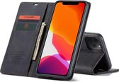 CaseMe Retro Wallet Slim voor iPhone 11 Zwart + Screenprotector