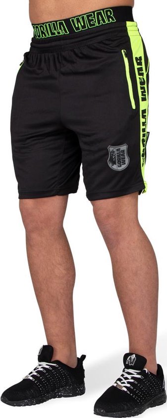 Gorilla Wear Shelby Shorts - Zwart/Neon Groen - 5XL