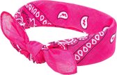 Bandana Paisley donker roze - 100% katoen - dark pink - Cotton - zakdoek - hoofdband - sjaaltje - accessoire - carnaval