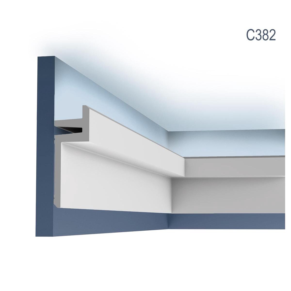 Kroonlijst Orac Decor C382 MODERN L3 Indirecte verlichting Sierlijst modern design wit 2m