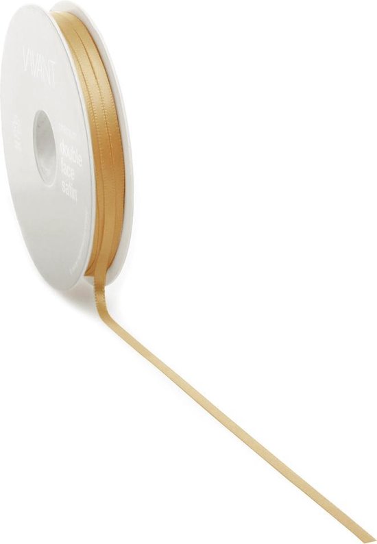 Satijn lint 3 mm goud op rol van 50 meter