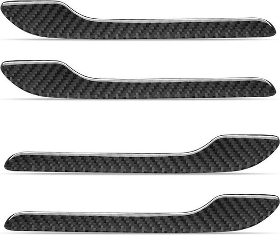 Auto Deurklink Deurgrepen Voor Tesla Voor Model 3 Y Handvat Stickers Patch Cover Auto Modificatie Vorstbestendige Deurknop 4 STKS 2017-2022 Auto interieur deurgreep (Color : 4pcs Bright carbon