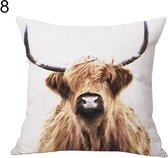 Kussenhoes - Schotse hooglander bruin-wit - 45x45cm