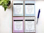 4x Speciaal voor jou - Oppasstrippenkaart voor 5 keer oppassen + craft envelop- Tegoedbon - Baby Kraamcadeau roze /blauw/groen en zwart/wit