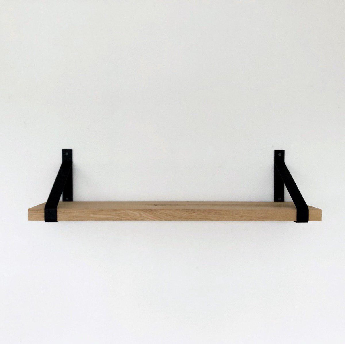 GoudmetHout Massief Eiken Wandplank - 120x25 cm - Industriële Plankdragers - Staal - Mat Zwart - Wandplank industrieel