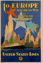 Vintage Travel Poster To Europe - Reisposter Europa - United States Lines Retro - 70x50 cm