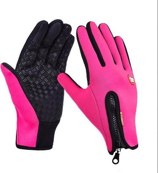 Winter handschoenen - Fietshandschoenen - Winddicht - Waterproof - Maat XL - Roze