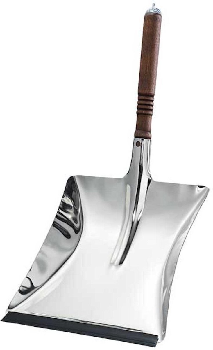 Goedkoopste De klassieker, mooi vorm gegeven roestvrijstalen veegblik met rubber lip en met hoogwaardige, beukenhouten handgreep