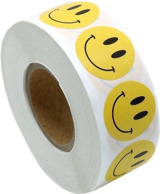 500 Smiley stickers geel op rol | bol.com