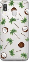 Fooncase Hoesje Geschikt voor Samsung Galaxy A40 - Shockproof Case - Back Cover / Soft Case - Coco Paradise / Kokosnoot / Palmboom