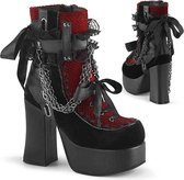 Demonia Enkellaars -42 Shoes- CHARADE-110 Zwart/Rood