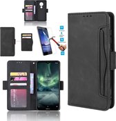 Xiaomi Mi 9 Lite / Mi CC9 Book Case Zwart Cover Case Hoesje Lederen Pu - 1 x Tempered Glass Screenprotector