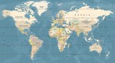 Carte du monde sur Hout Sea sur le mur | 105 cm x 60 cm| Avec 100 drapeaux gratuits