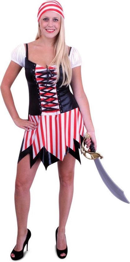 Piraat Piraat vrouw - Kostuum - Polyester- Maat 36-38 - Zwart Rood