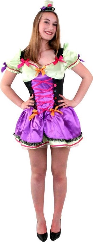 Alice in Wonderland Mad Hatter jurkje - maat 38-40 pakje kostuum paars