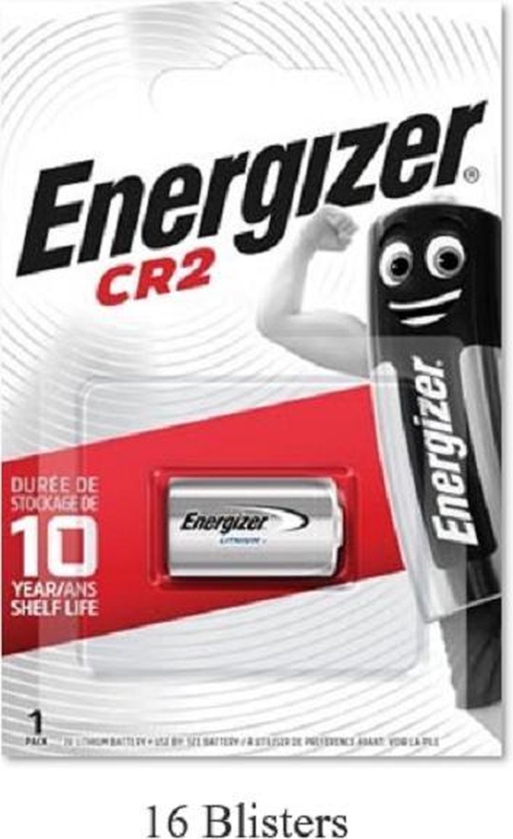 16 stuks (16 blisters a 1 stuk) Energizer CR2 Lithium batterij ENCR2P1/1000mAh