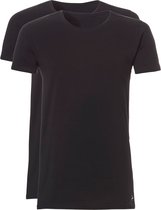 Ten Cate Basic T-shirt Zwart Ronde Hals Slim Fit 2-Pack - L