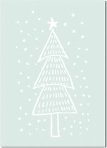 DesignClaud Kerstboom - Handgetekend - Kerst Poster - Tekst poster - Mint A4 + Fotolijst zwart