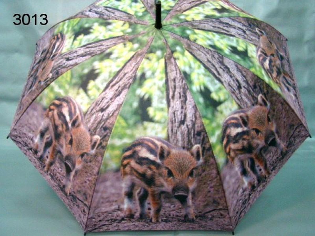 Paraplu wild zwijn met biggetjes - 106 cm - unisex paraplu - dieren print - cadeau