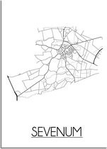 DesignClaud Sevenum Plattegrond poster  - A3 + Fotolijst wit (29,7x42cm)